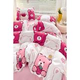 Laliva Çarşafı Lastikli Doğal Sağlıklı Pamuk Ayıcıklı Bear Panda Tek Kişilik Çocuk Nevresim Takımı - Pembe - 100 x 200 cm