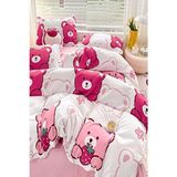Laliva Çarşafı Lastikli Doğal Sağlıklı Pamuk Ayıcıklı Bear Panda Tek Kişilik Çocuk Nevresim Takımı - Pembe - 160 x 220 cm