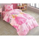 Laliva Çarşafı Lastikli Pamuk Kalpli Ranforce Tek Kişilik Kız Çocuk Nevresim Takımı - 160 x 220 cm - Pembe