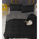 Laliva Çarşafı Lastikli Siyah & Gri Doğal Sağlıklı Pamuk Ranforce Çift Kişilik Nevresim Takımı - Gri - Siyah - 200 x 220 cm