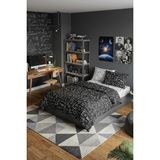 Laliva Çarşafı Lastikli Tek Kişilik Nevresim Takımı Fizik Formüllü - Siyah - Beyaz - 100 x 200 cm