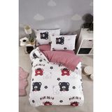 Laliva Doğal Sağlıklı Çarşafı Lastikli Ayıcıklı Bordo Çocuk Nevresim Takımı - Bordo - Gri - Beyaz - 100 x 200 cm