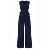 Laluvia Lacivert Donna Kruvaze Yaka Yelek Pantolon Takım - 3y8496