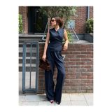 Laluvia Lacivert Donna Kruvaze Yelek Pantolon Takım - 8496