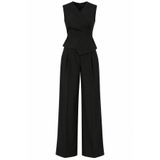 Laluvia Siyah Donna Kruvaze Yaka Yelek Pantolon Takım - 3y8496