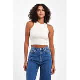 Lamaisonviolet Halter Yaka Düz Doku Ekru Atlet