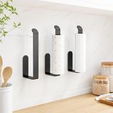 Lamalı Siyah Yapışkanlı Lüks Tasarım Solo Peçetelik, Metal Havluluk, Hem Yapışkanlı Hem Vidalı Montajlı, Banyo ve Mutfak İçin Modern Duvar Havlu Askısı