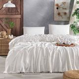 Lamassi Bambu Çift Kişilik Pike Yatak Örtüsü 240 x 260 cm Ekru