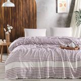 Lamassi Bambu Çift Kişilik Pike Yatak Örtüsü 240 x 260 cm - Lila - Mor