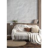 Lamassi Koltuk Örtüsü 180 x 210 cm Pamuklu Kanepe Çekyat Örtüsü - Ekru