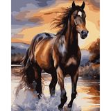 Lamba Cini Sayılarla Boyama Kasnaklı Tablo Seti Brown Horse 40X50 Fırça ve Boya Dahil Renkli Sanatsal Malzeme