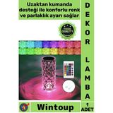 #Lamba Kristal Tasarım Dekoratif 16 Renk Değiştirebilen Uzaktan Kumandalı Şarjlı Led Gece Lambası