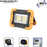 Lambada Solar 12v Cob Ledli El Projektörü Güneş Enerjili-şarjlı Usb Çıkışlı