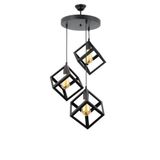 Lambadar 3528-3BLK Rustik Siyah Retro Model Geometrik Sarkıt Metal Küp Avize