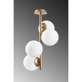 Lambadar 4 Lü Eskitme Sarmaşık Model Modern Beyaz Glop Camlı Avize - Gold - Beyaz