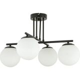 Lambadar 4 Lü Siyah Modern Spor Model Glop Beyaz Camlı Avize - Siyah - Beyaz
