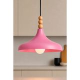 Lambadar Aura Pembe Model Ahşap Üç Boncuklu Tekli Sarkıt Avize Iskandinav Endüstriyel Tasarım Modern Avize Mufak Hol Cafe Yemek Masası Salon Avize Aydınlatma E27