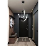 Lambadar Badem Model Tekli Modern Sarkıt LED Beyaz Işık Ultrapower LED Avize Salon Mutfak Oda Hol Ledli Avize - Siyah