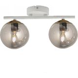 Lambadar Beyaz Ikili Modern Füme Camlı Plafonyer Avize - Beyaz - Füme - 2