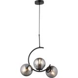 Lambadar C Hilal Model Sarkıt Model Modern Glop Camlı Siyah Avize - Siyah - Füme - 3