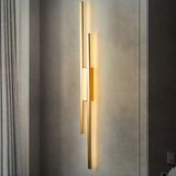 Lambadar Çift Nova Model LED Beyaz Işık Ultra Power LED Avize Salon Hol Yatak Odası Ledli Aplik Avize - Gold