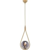 Lambadar Damla Model Modern Gold Tekli Glop Füme Camlı Sarkıt Avize - Gold - Füme - 1