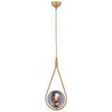 Lambadar Damla Model Modern Gold Tekli Glop Füme Camlı Sarkıt Avize Goldfüme Tek Ebat 0045-1Goldglopfümecam