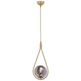 Lambadar Damla Model Modern Gold Tekli Glop Füme Camlı Sarkıt Avize