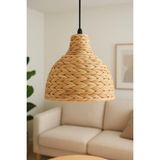 Lambadar Diamond Model Tekli Rattan Bambu Modern Tasarım Iskandinav Bohem Sarkıt Avize - Siyah-2571