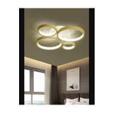 Lambadar Dörtlü Halka Model Plafonyer Modern Led Beyaz Işık Ultrapower Led Avize Salon Mutfak Oda Ledli Avize Gold Tek Ebat 50 X 22 0011-Halka-4Lü-Gold-Plafonyer