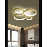 Lambadar Dörtlü Halka Model Plafonyer Modern LED Beyaz Işık Ultrapower LED Avize Salon Mutfak Oda Ledli Avize - Gold