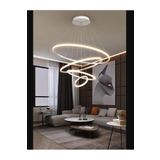 Lambadar Dörtlü Halka Model Sarkıt Modern Led Beyaz Işık Ultra Power Led Avize Salon Mutfak Oda Ledli Avize Beyaz Tek Ebat 0011-Halka50-40-30-20-Wht-Sarkit