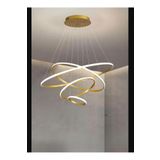 Lambadar Dörtlü Halka Model Sarkıt Modern Led Beyaz Işık Ultra Power Led Avize Salon Mutfak Oda Ledli Avize Gold Tek Ebat 0011-Halka50-40-30-20-Gold-Sarkit