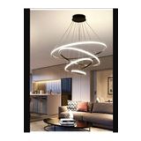 Lambadar Dörtlü Halka Model Sarkıt Modern Led Beyaz Işık Ultra Power Led Avize Salon Mutfak Oda Ledli Avize Siyah Tek Ebat 0011-Halka50-40-30-20-Blk-Sarkit