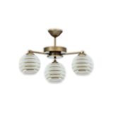 Lambadar Eskitme 3'lü Modern Gold Şerit Camlı Plofonyer Model Avize