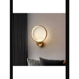 Lambadar Halka Model Modern LED Beyaz Işık Ultra Power LED Avize Salon Hol Yatak Odası Ledli Aplik Avize - Gold