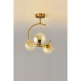 Lambadar Hilal C Model Modern Spor Glop Bal Camlı Gold 3lü Plafonyer Avize - Gold - Bal Rengi