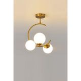 Lambadar Hilal C Model Modern Spor Glop Beyaz Camlı Gold 3Lü Plafonyer Avize Goldbeyaz Tek Ebat 35 X 50 0098-3Goldglopbeyazcam