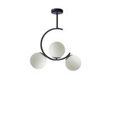 Lambadar Hilal C Model Modern Spor Glop Beyaz Camlı Siyah 3Lü Plafonyer Avize Siyahbeyaz Tek Ebat 35 X 50 0098-3Blkglopbeyazcam