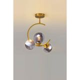 Lambadar Hilal C Model Modern Spor Glop Füme Camlı Gold 3Lü Plafonyer Avize Goldfüme Tek Ebat 35 X 50 0098-3Goldglopfumecam