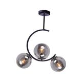 Lambadar Hilal C Model Modern Spor Glop Füme Camlı Siyah 3Lü Plafonyer Avize Siyah - Füme