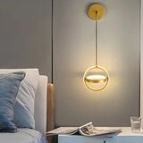 Lambadar Iç Içe Halka Sarkıt LED Beyaz Işık Ultra Power LED Avize Salon Hol Yatak Odası Ledli Aplik Avize - Gold