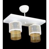 Lambadar Ikili Bal Cam Kafes Model Modern Plafonyer Avize - Beyaz - 2