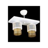 Lambadar Ikili Bal Cam Kafes Model Modern Plafonyer Avize Beyaz_1 Tek Ebat 3541-2Whtdikkafesbalcam