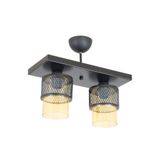 Lambadar Ikili Bal Cam Kafes Model Modern Plafonyer Avize Siyah_1 Tek Ebat 3541-2Blkdikkafesbalcam