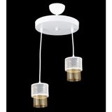 Lambadar Ikili Bal Cam Kafes Model Modern Sarkıt Avize - Beyaz - Bal Rengi - 2