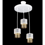 Lambadar Ikili Bal Cam Kafes Model Modern Sarkıt Avize - Beyaz - Bal Rengi - 3