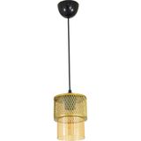 Lambadar Ikili Bal Cam Kafes Model Modern Sarkıt Avize - Siyah - Gold - 1