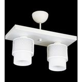 Lambadar Ikili Beyaz Cam Kafes Model Modern Plafonyer Avize - 2