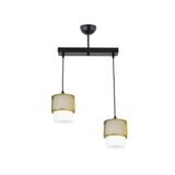 Lambadar Ikili Beyaz Cam Kafes Model Modern Sarkıt Avize Gold_1 Tek Ebat 3540-2Golddikkafesbeyazcam